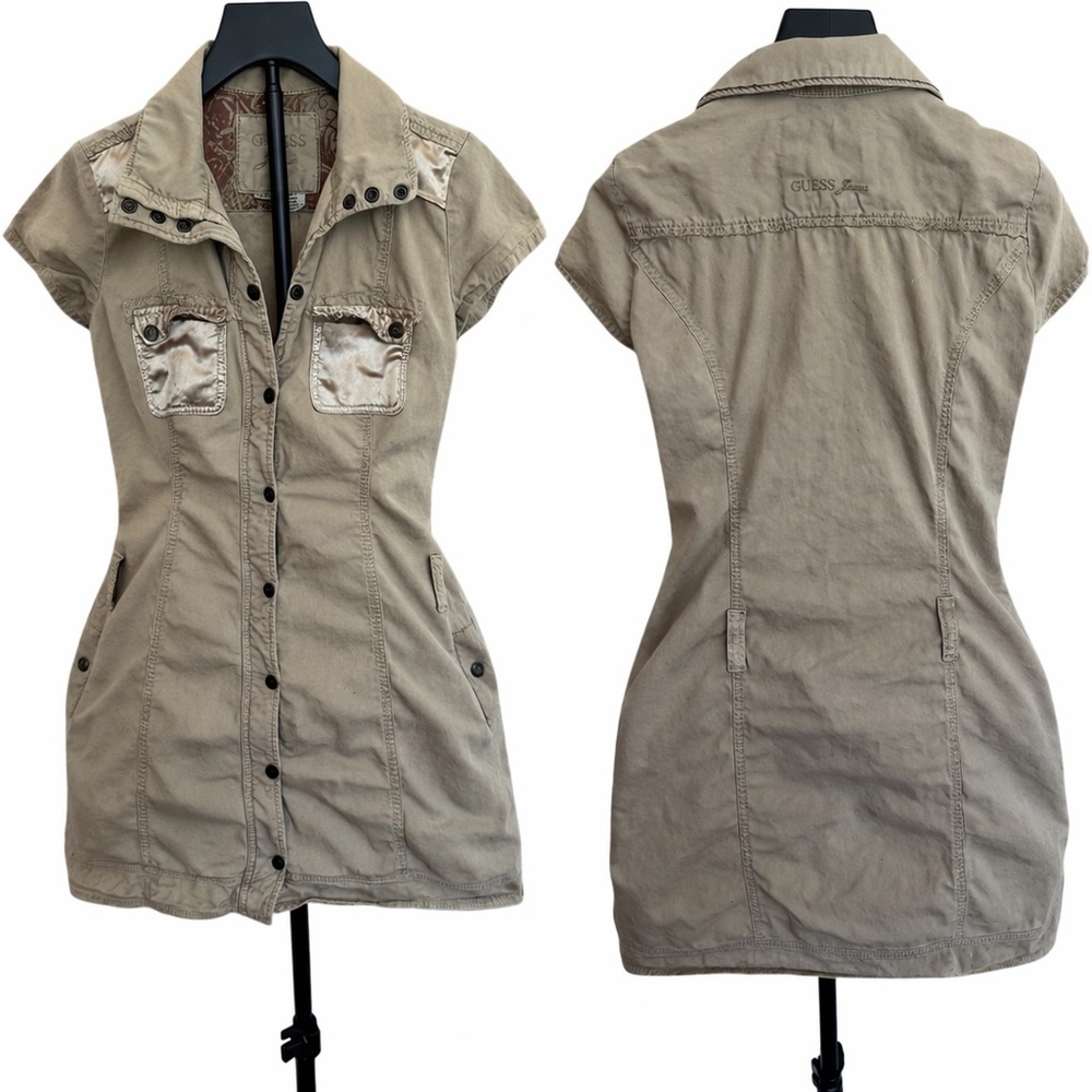 Guess Khaki Sleeveless Button-Front Mini Dress - Picture 4 of 4